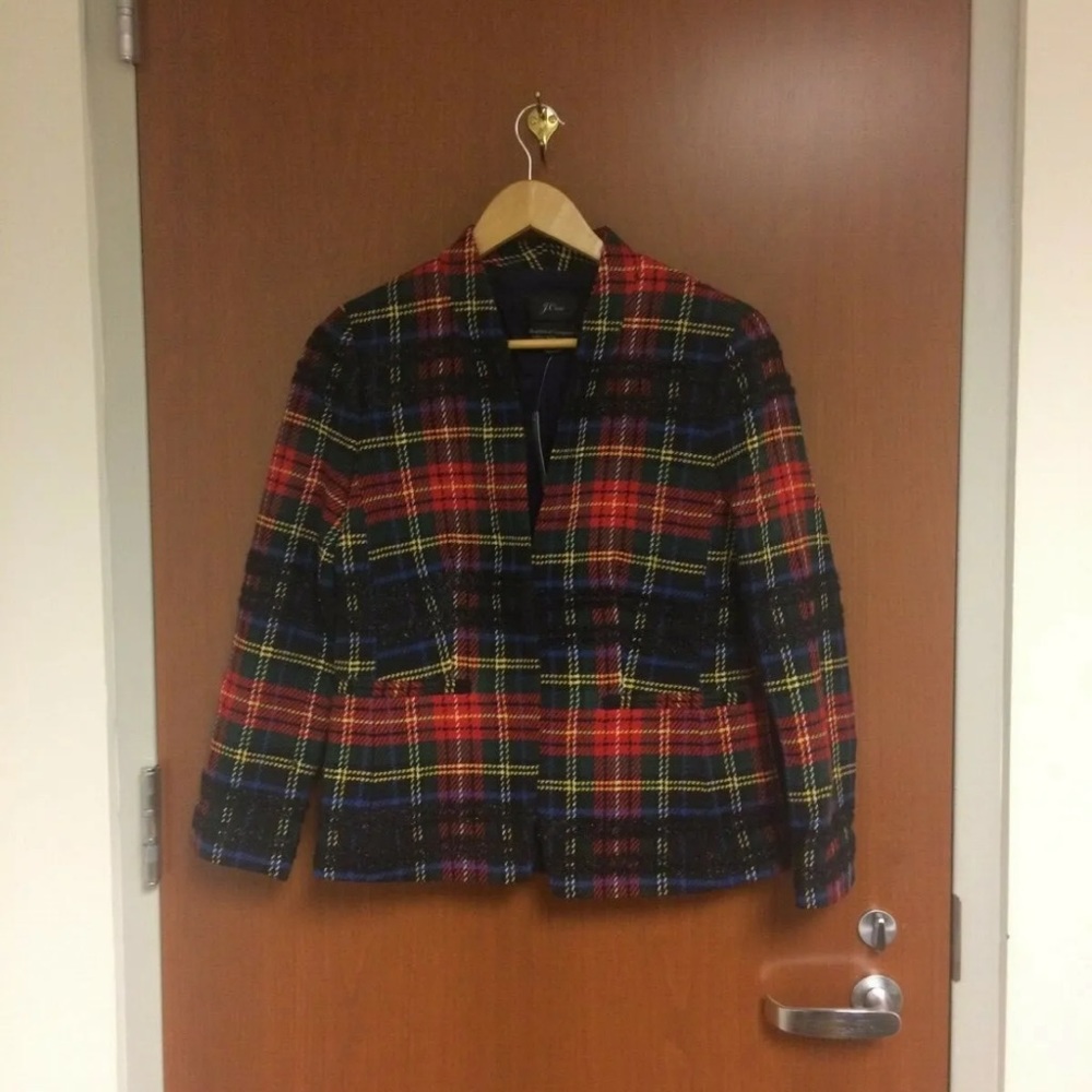 JCrew Lurex Stewart Tartan Plaid Holiday Blazer - Picture 3 of 6
